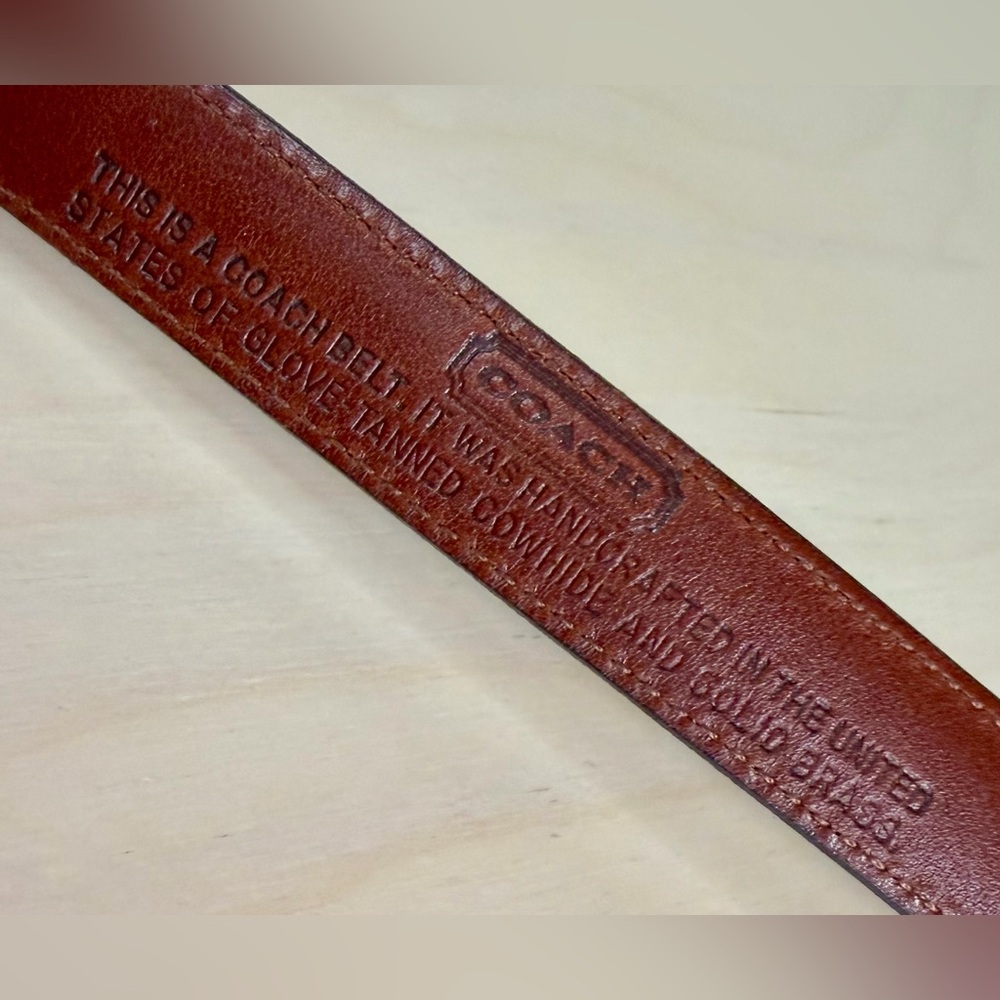 Vintage Coach Mahogany Brown Leather Belt Brass Buckle 8528 EUC - Picture 10 of 14